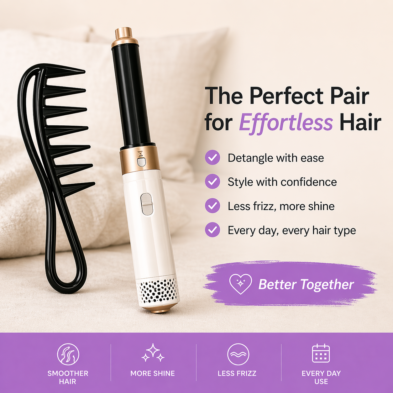 Selfi Care™ Wide Tooth Shark Hair Comb Detangler Curly Hair