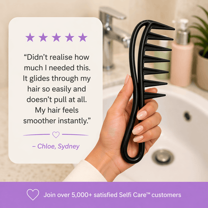 Selfi Care™ Wide Tooth Shark Hair Comb Detangler Curly Hair
