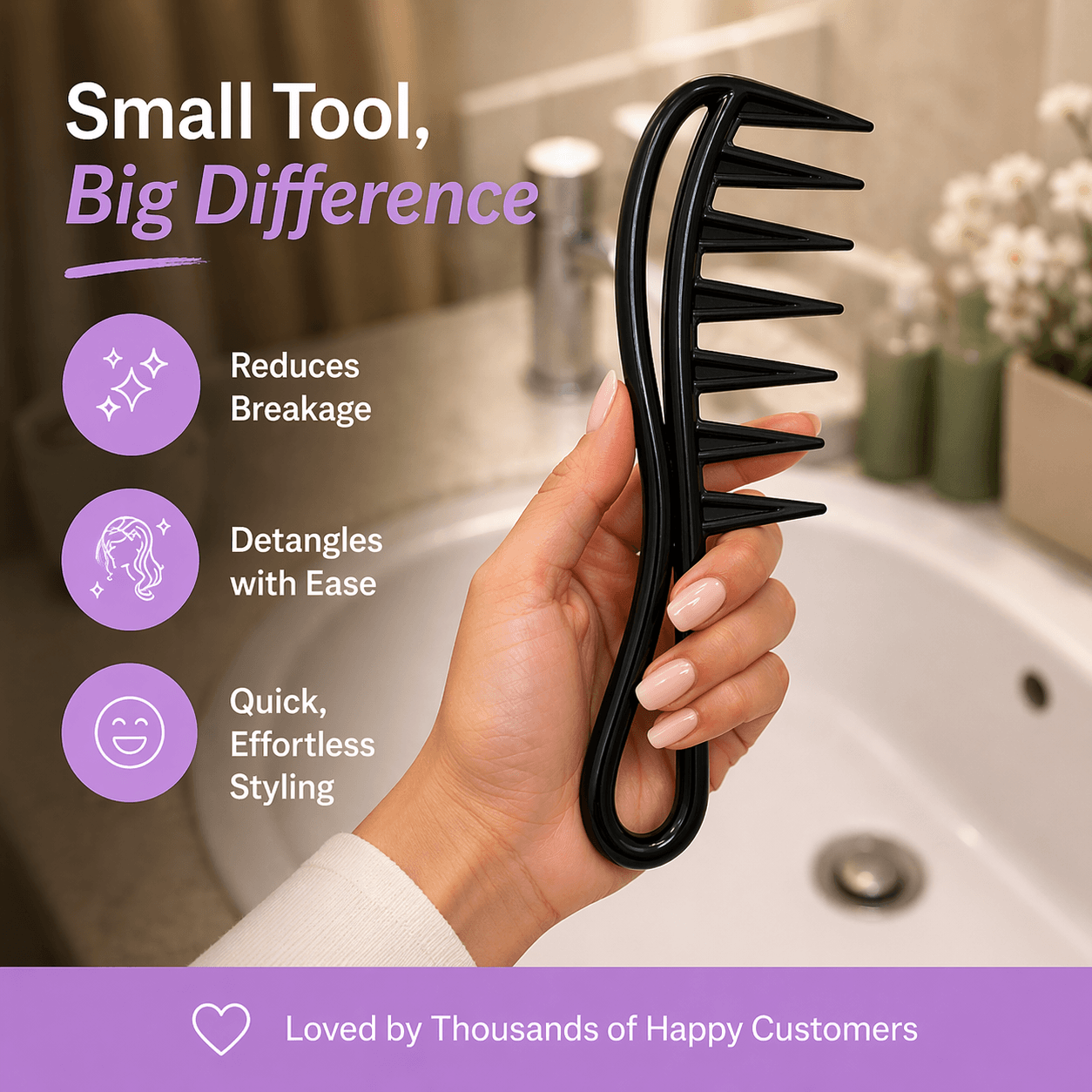 Selfi Care™ Wide Tooth Shark Hair Comb Detangler Curly Hair
