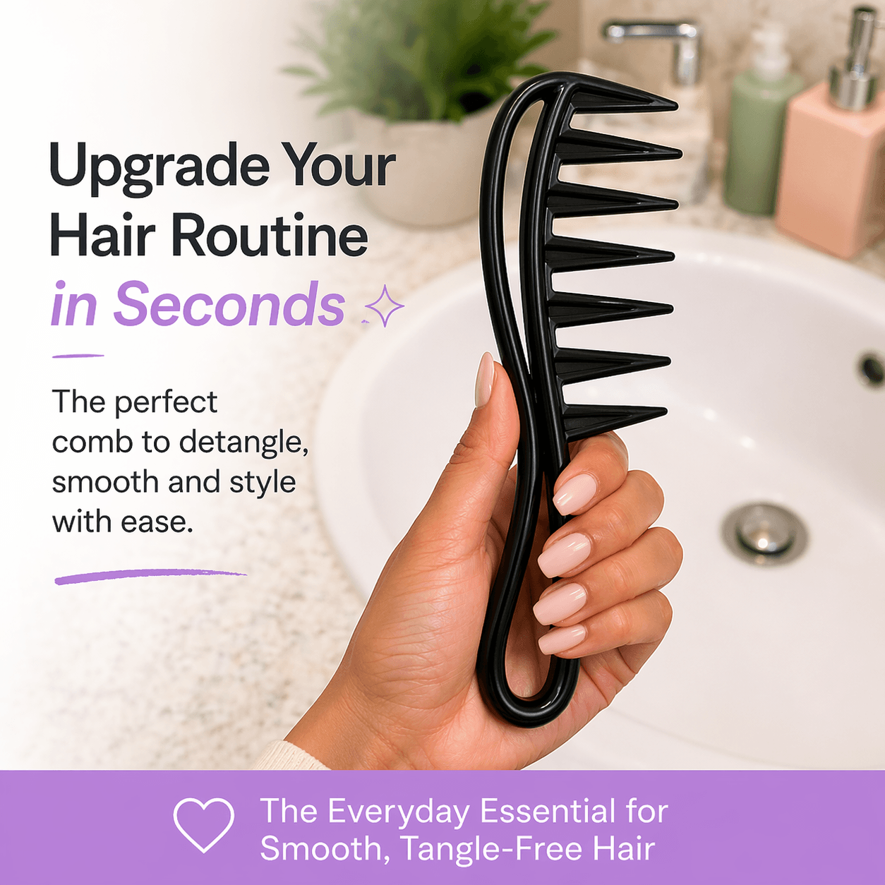Selfi Care™ Wide Tooth Shark Hair Comb Detangler Curly Hair